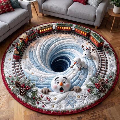Snowman Railway Quilted Round Mat GFTOMA14071