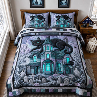 Midnight Cat 3-Piece Quilted Bedding Set GFTOMA14079