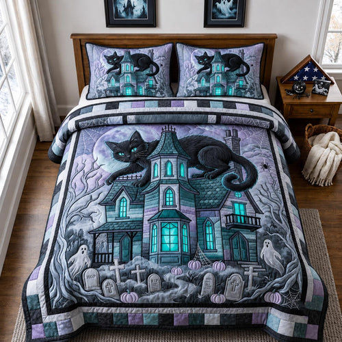 Midnight Cat 3-Piece Quilted Bedding Set GFTOMA14079