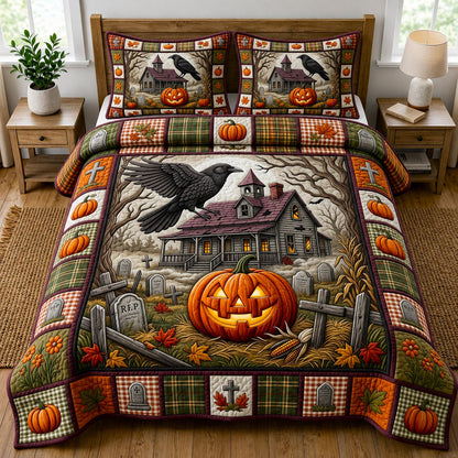 Pumpkin Raven 3-Piece Quilted Bedding Set GFTOMA14083