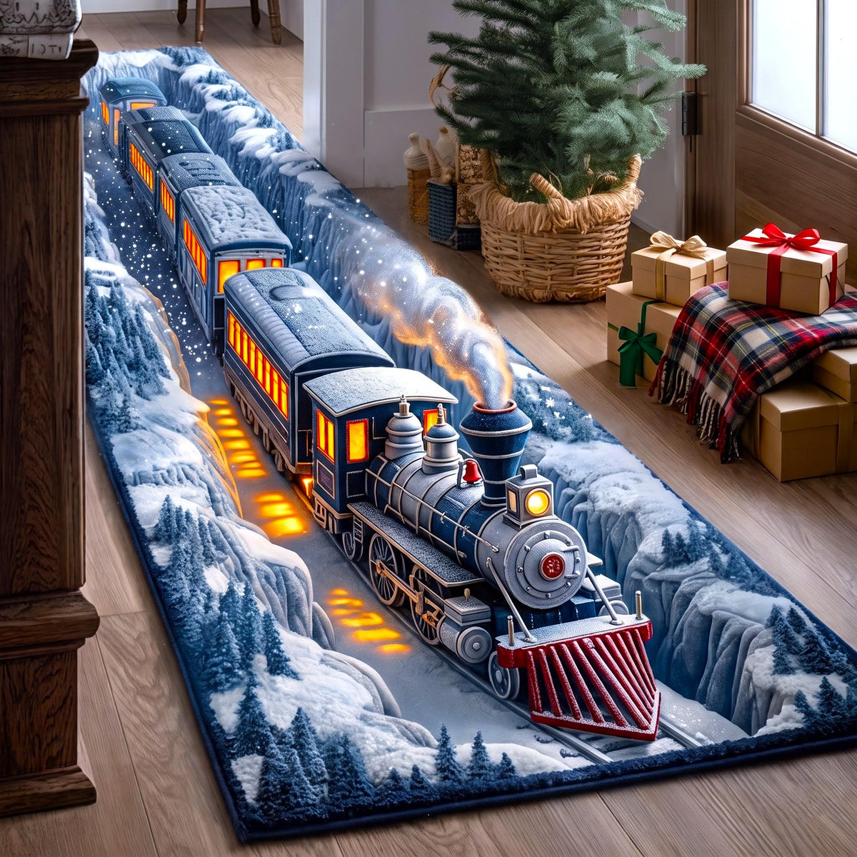 Snowy Train Runner Rug GFTOMA14086