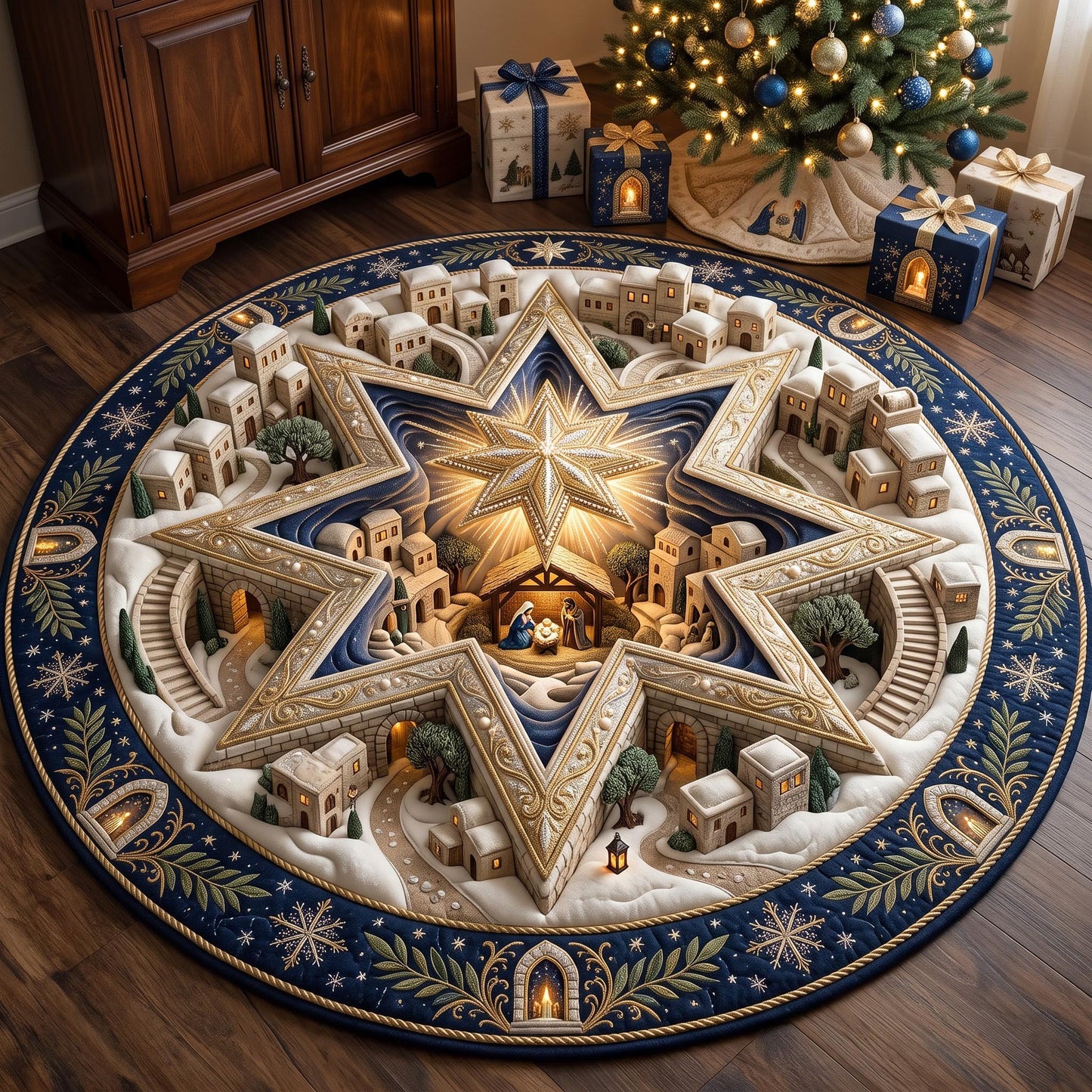 Star Nativity Quilted Round Mat GFTOMA14108