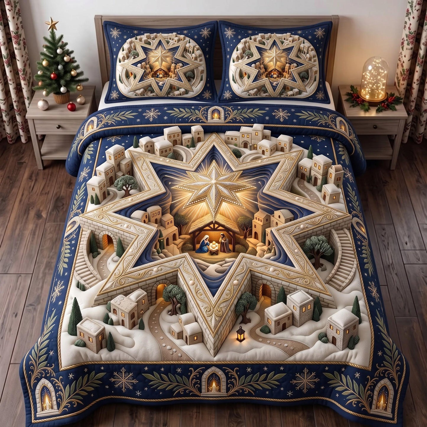 Star Nativity 3-Piece Quilted Bedding Set GFTOMA14108C3
