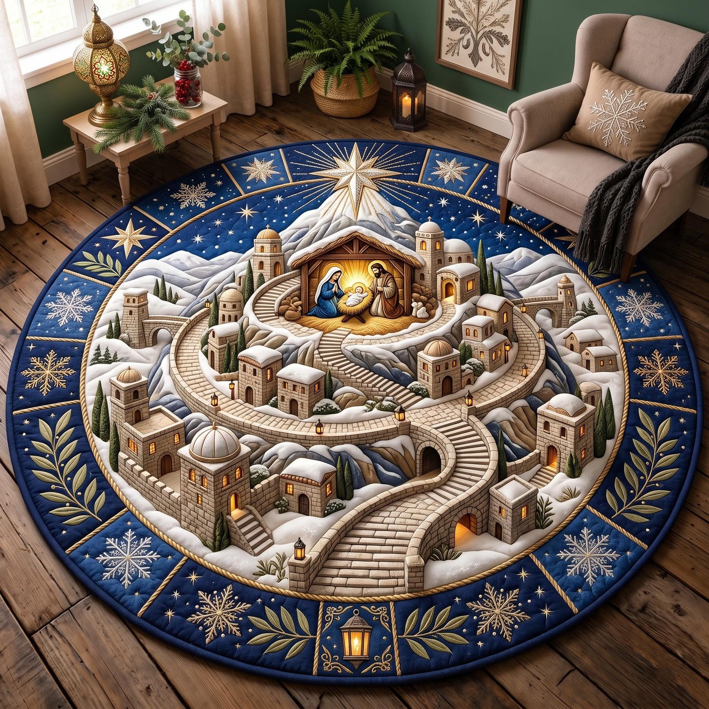 Bethlehem Journey Quilted Round Mat GFTOMA14109