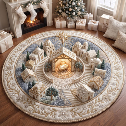Ivory Nativity Quilted Round Mat GFTOMA14113