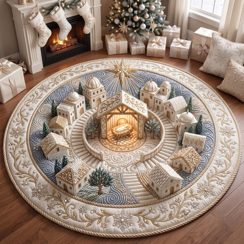 Ivory Nativity Quilted Round Mat GFTOMA14113