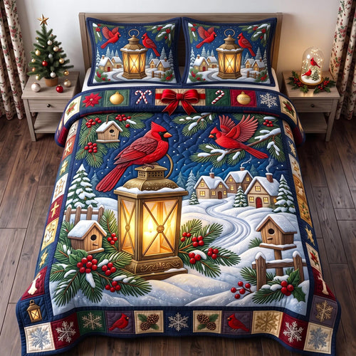 Christmas Lantern 3-Piece Quilted Bedding Set GFTOMA14118