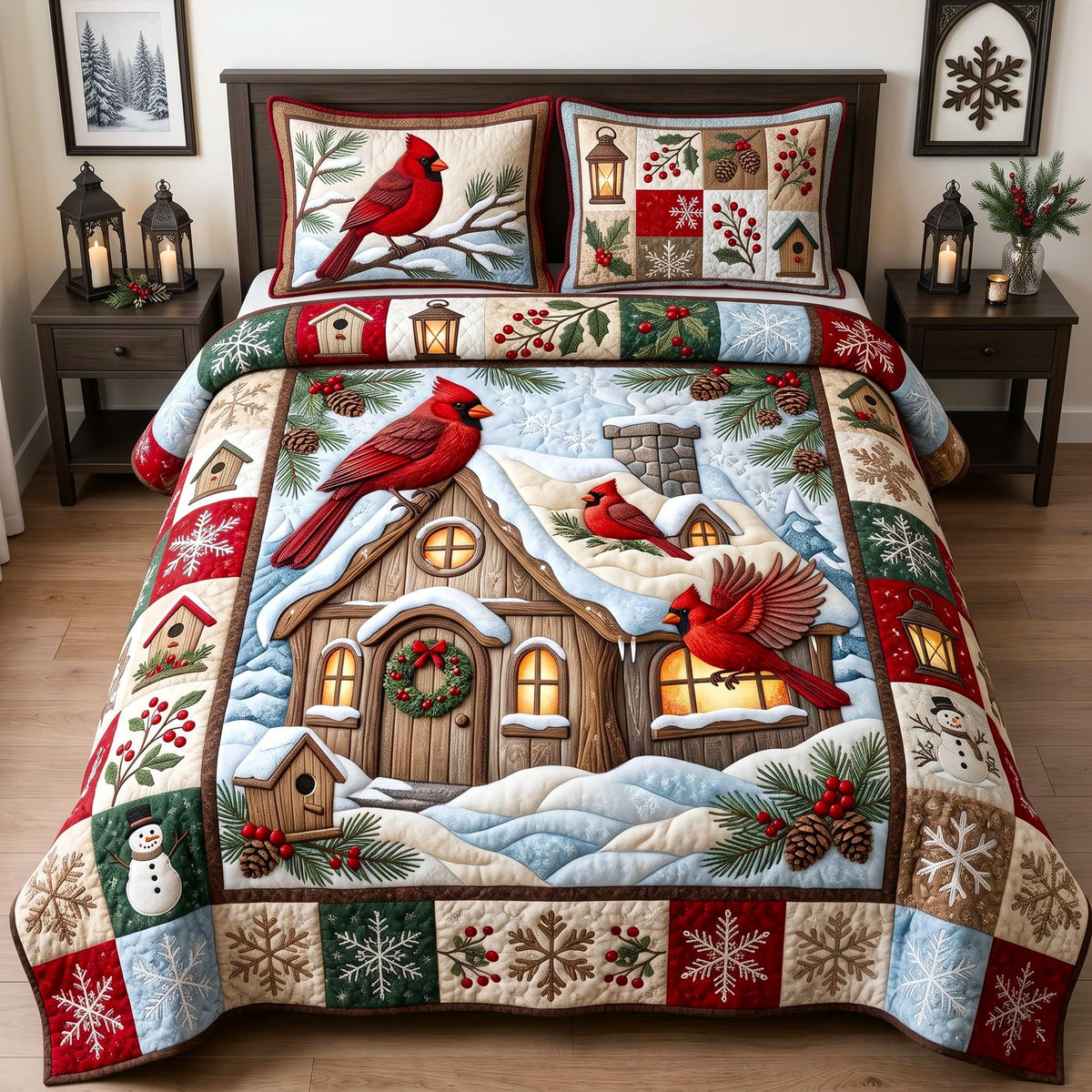 Cardinal Cottage 3-Piece Quilted Bedding Set GFTOMA14119