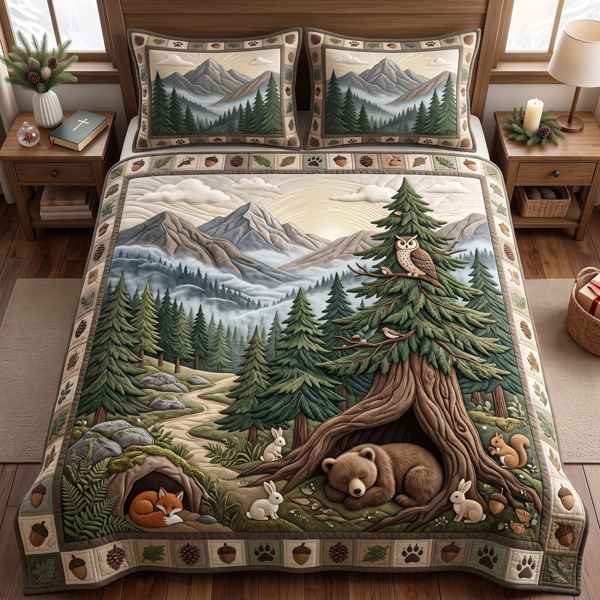 Woodland Journey 3-Piece Quilted Bedding Set GFTOMA14122