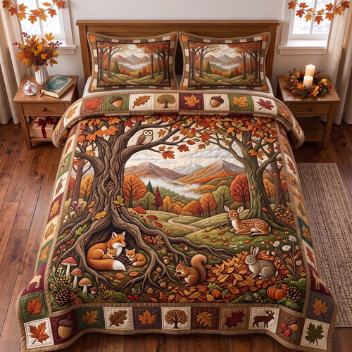 Autumn Forest 3-Piece Quilted Bedding Set GFTOMA14123