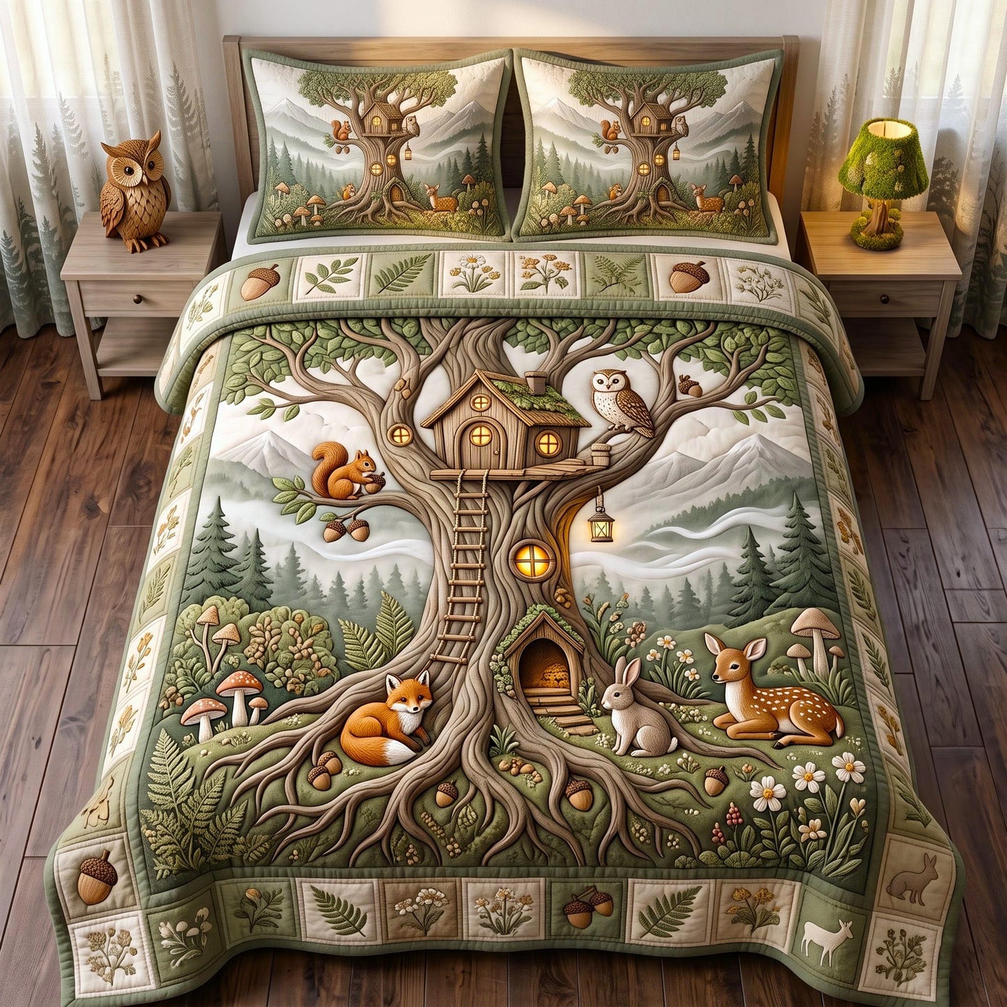Enchanted Woodland 3-Piece Quilted Bedding Set GFTOMA14125