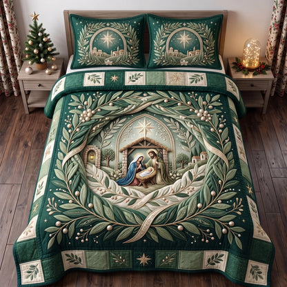 Nativity Sanctuary 3-Piece Quilted Bedding Set GFTOMA14126