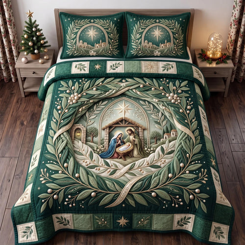 Nativity Sanctuary 3-Piece Quilted Bedding Set GFTOMA14126