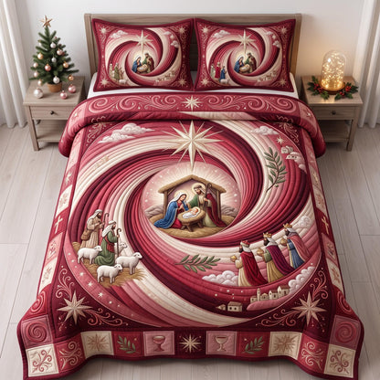 Christmas Nativity 3-Piece Quilted Bedding Set GFTOMA14127