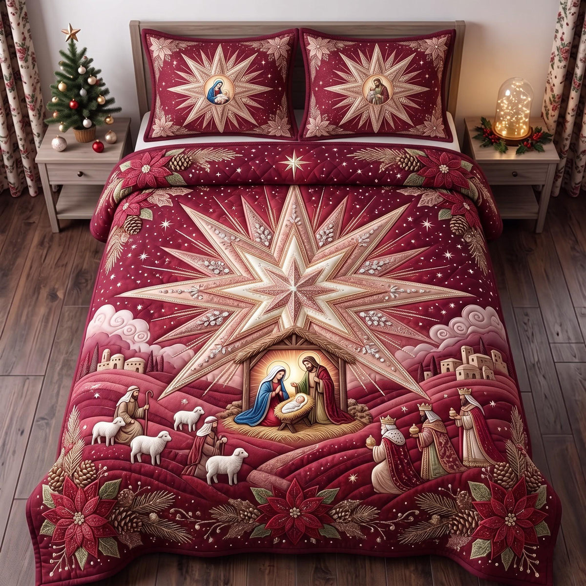 Starry Nativity 3-Piece Quilted Bedding Set GFTOMA14129