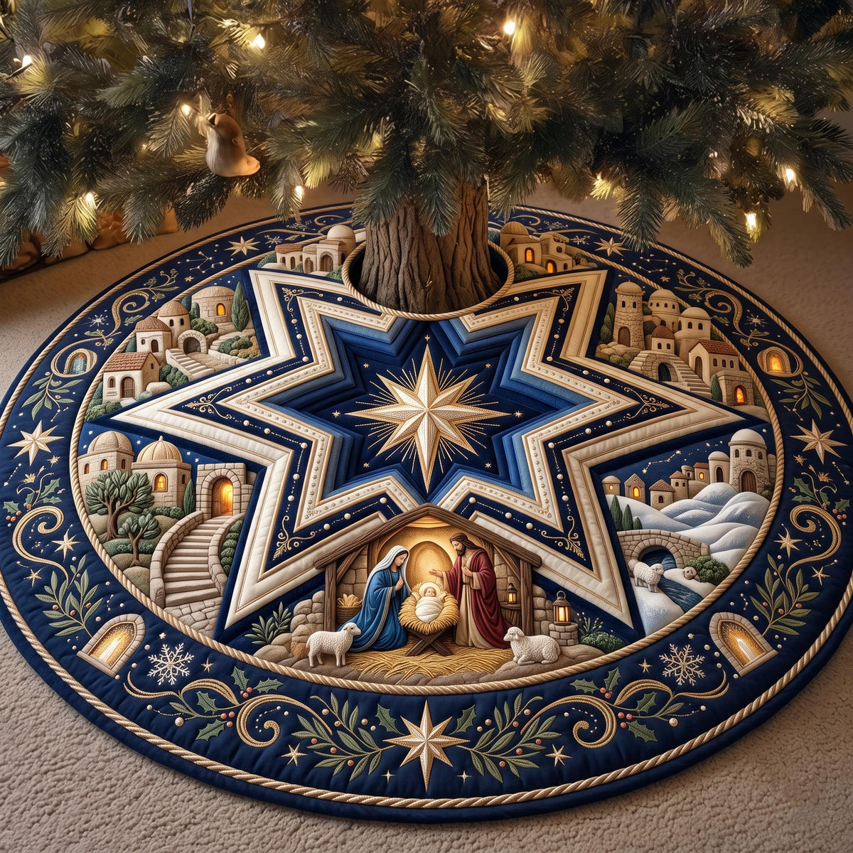 Star Nativity Quilted Tree Skirt GFTOMA14132