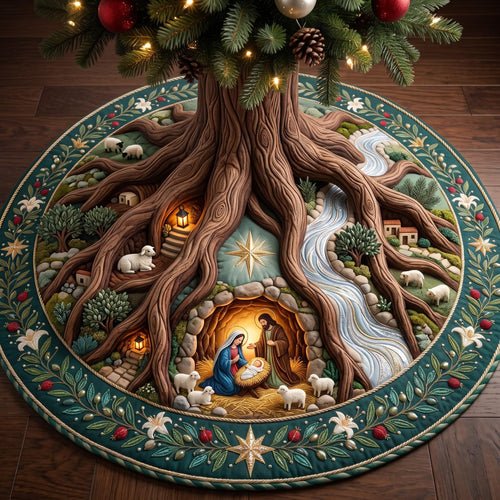 Nativity Village Quilted Tree Skirt GFTOMA14135