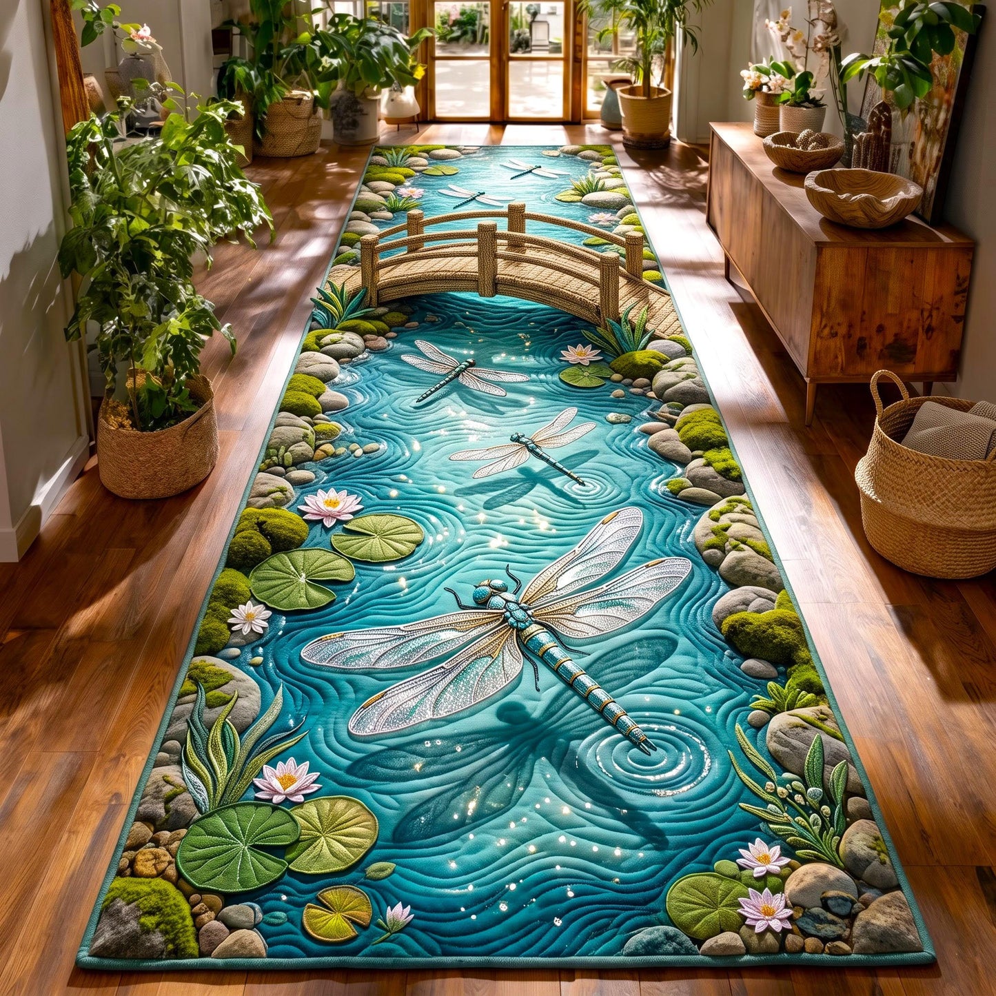 Turquoise Dragonfly Runner Rug GFTOMA14145