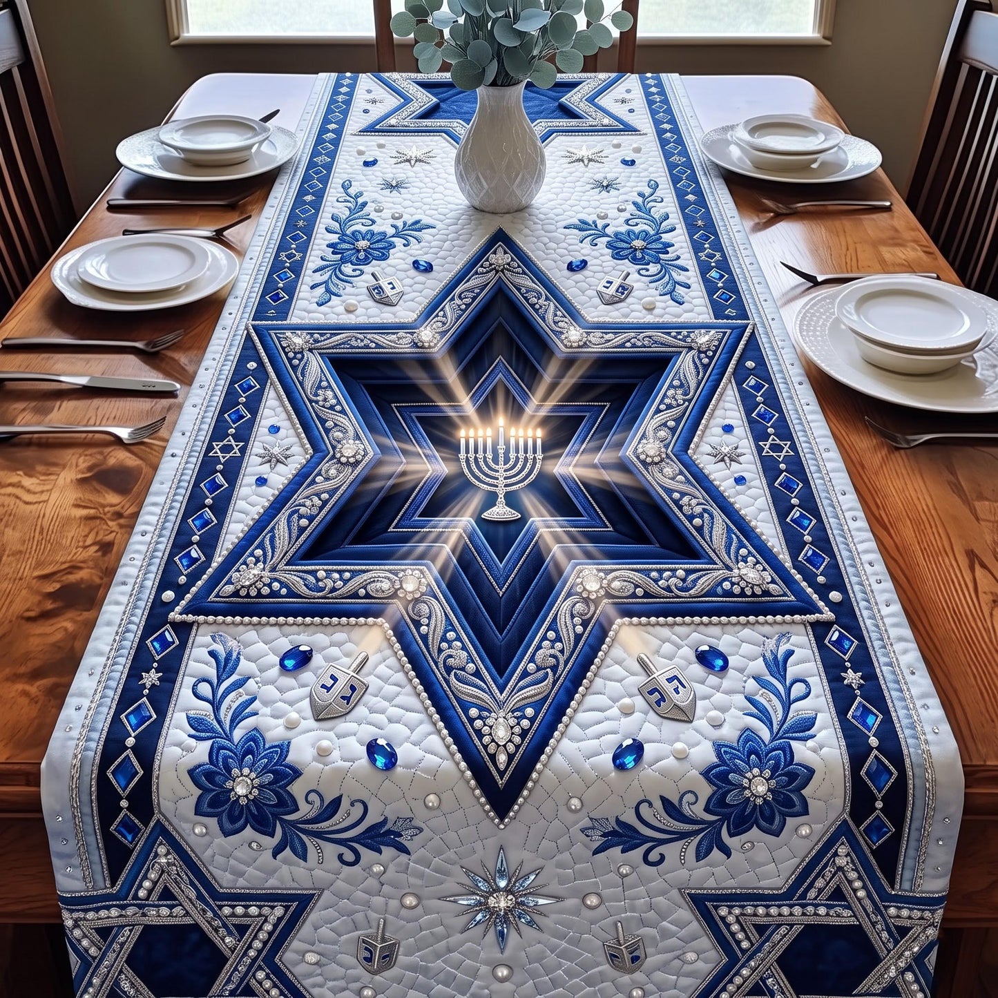 Hanukkah Celebration Quilted Table Runner GFTOMA14200