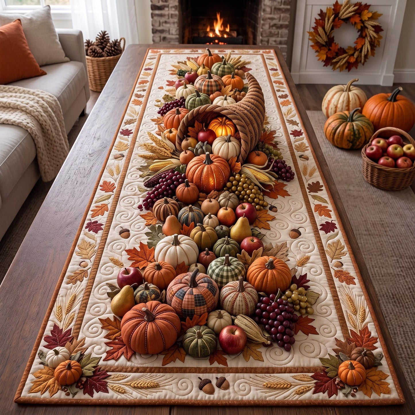 Thanksgiving Harvest Quilted Table Runner GFTOMA14202