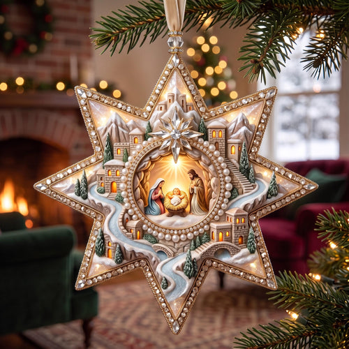 Nativity Village Christmas Mica Ornament GFTOMA14266