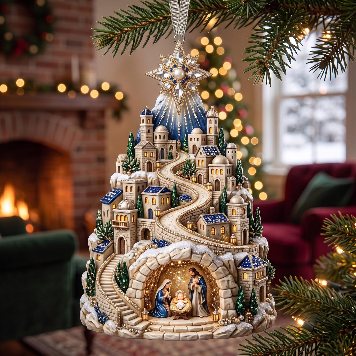 Nativity Village Christmas Mica Ornament GFTOMA14261