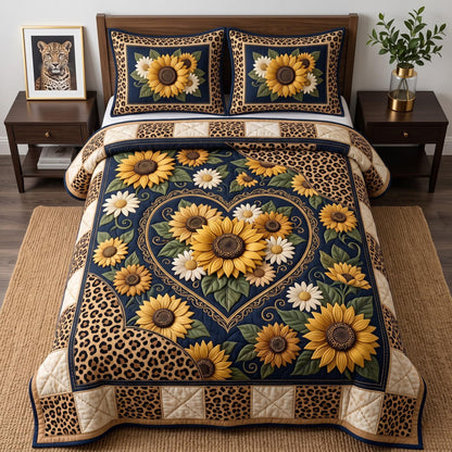 Sunflower Leopard 3-Piece Quilted Bedding Set GFTOMA14280