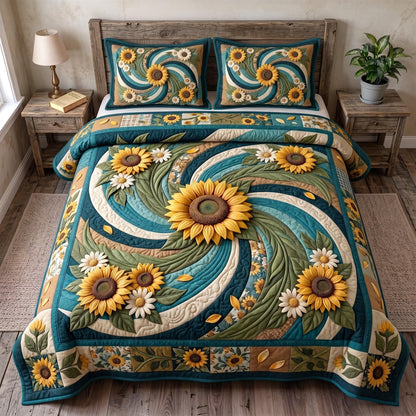 Sunflower Swirl 3-Piece Quilted Bedding Set GFTOMA14283