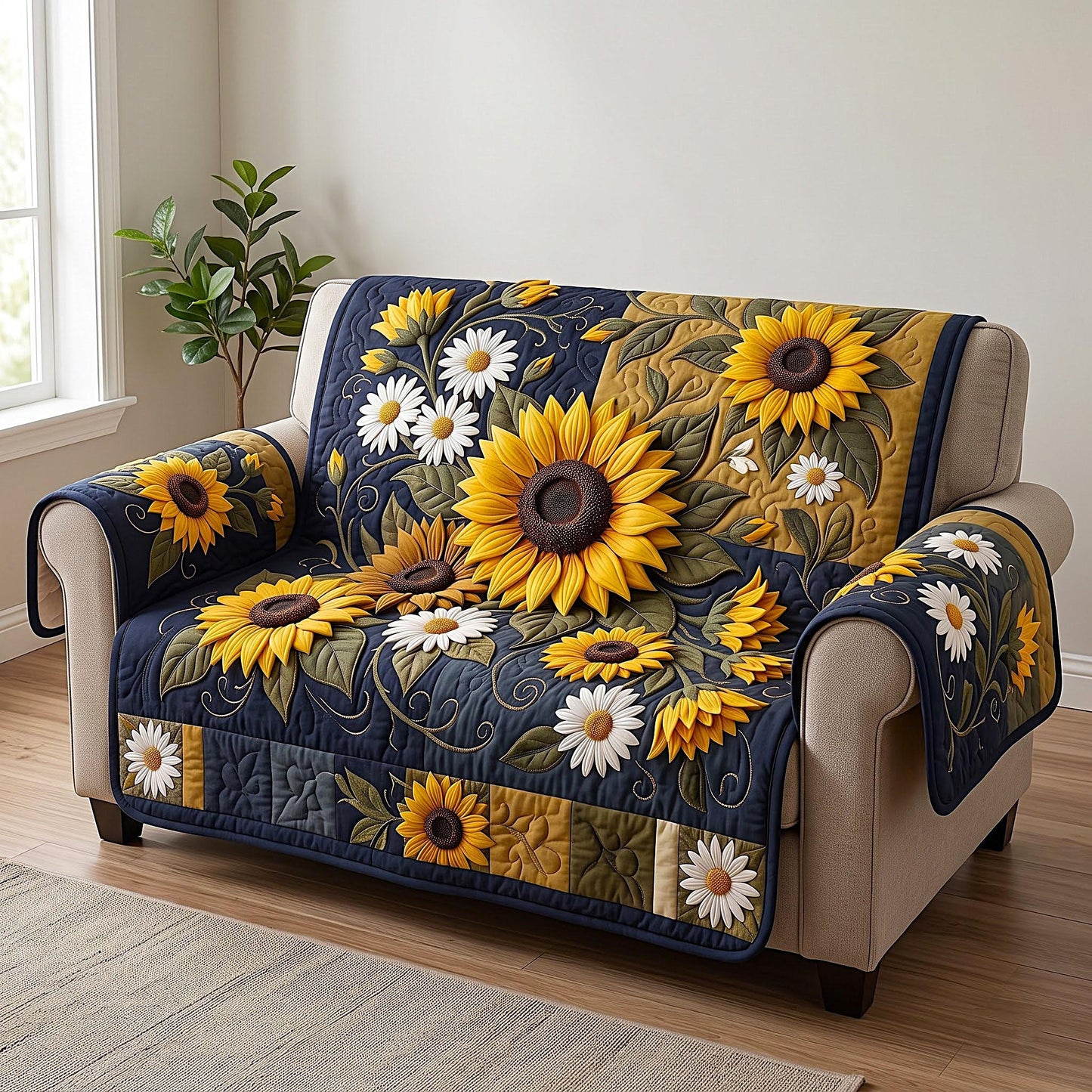 Sunflower Harvest Quilted Sofa Cover GFTOMA14284C3