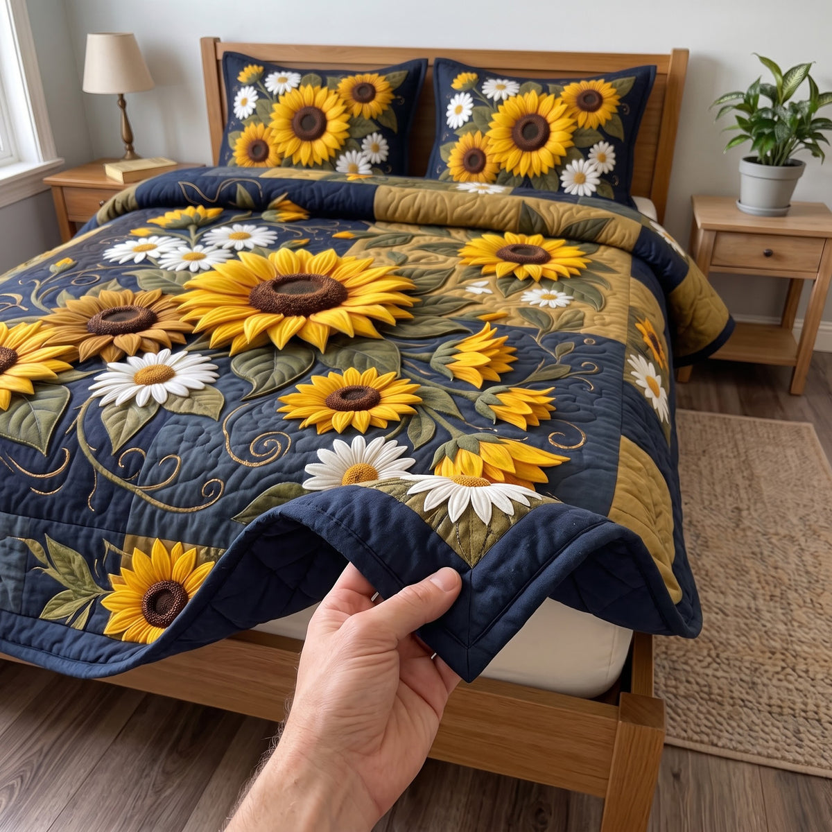 Sunflower Harvest 3-Piece Quilted Bedding Set GFTOMA14284