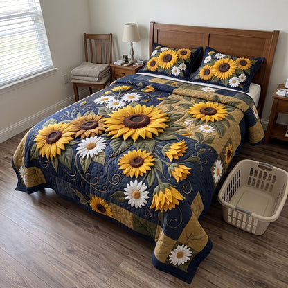 Sunflower Harvest 3-Piece Quilted Bedding Set GFTOMA14284