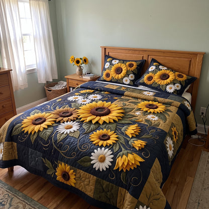 Sunflower Harvest 3-Piece Quilted Bedding Set GFTOMA14284
