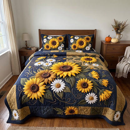 Sunflower Harvest 3-Piece Quilted Bedding Set GFTOMA14284