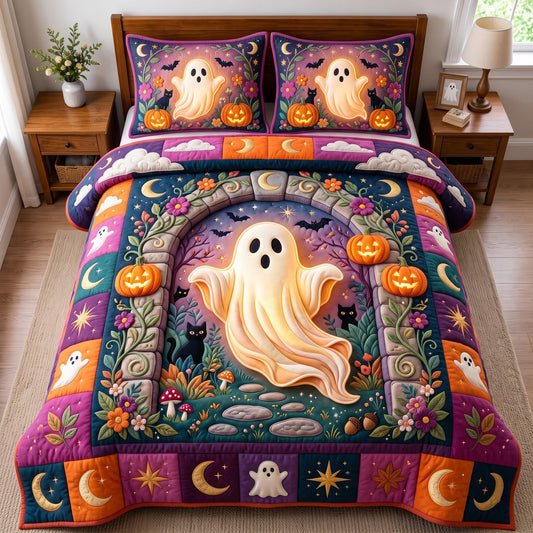 Spooky Ghost 3-Piece Quilted Bedding Set GFTOMA14286