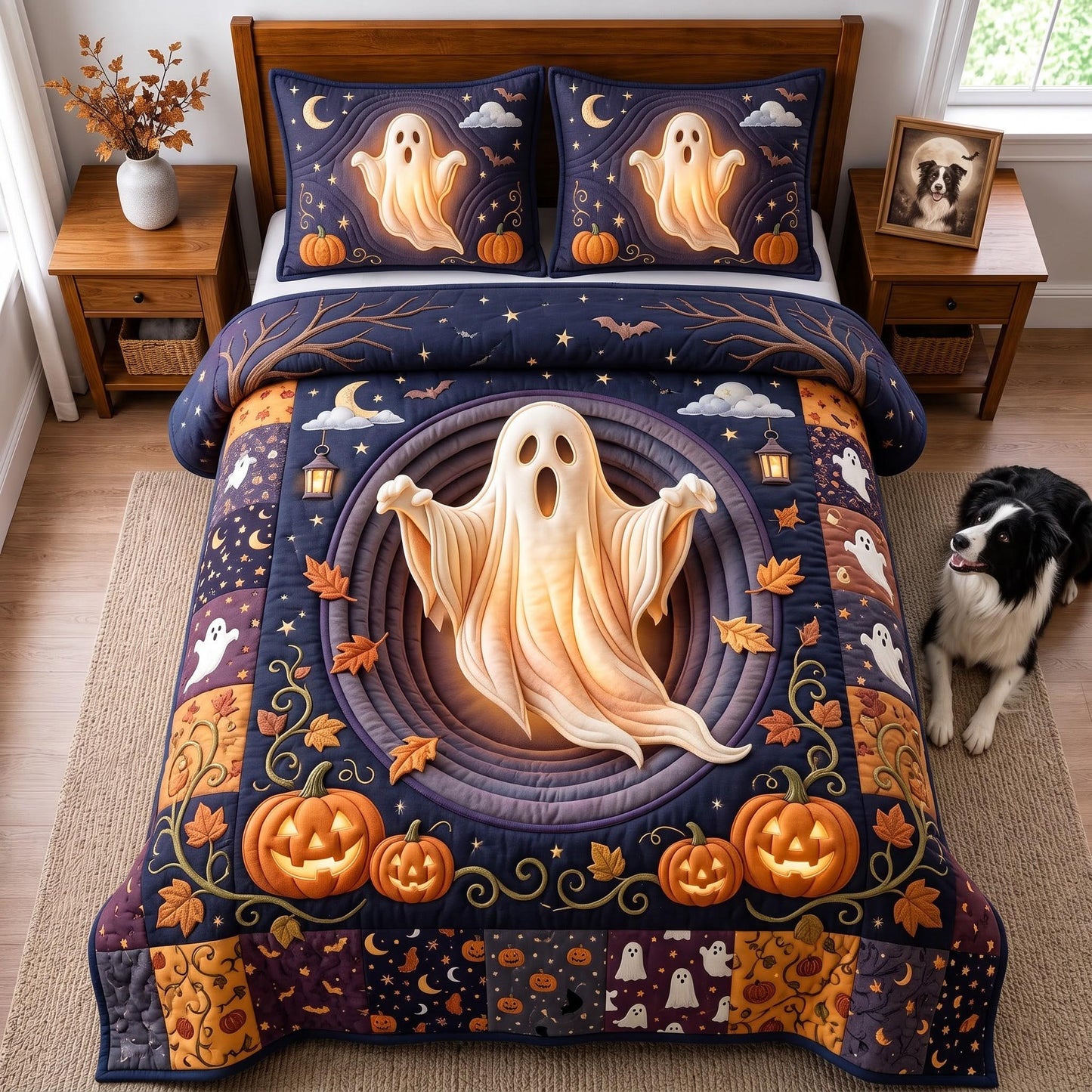 Ghost Pumpkin 3-Piece Quilted Bedding Set GFTOMA14290