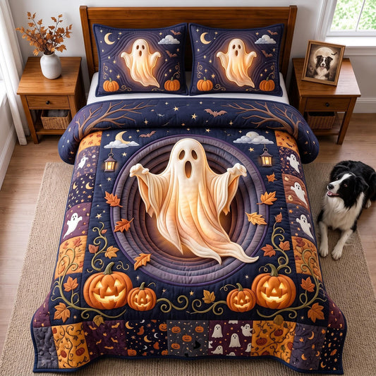 Ghost Pumpkin 3-Piece Quilted Bedding Set GFTOMA14290