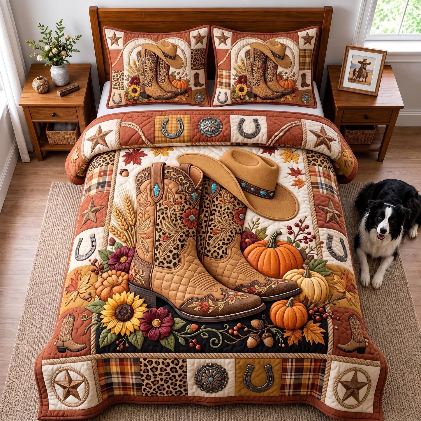 Autumn Cowboy 3-Piece Quilted Bedding Set GFTOMA14294