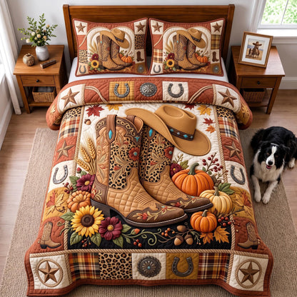 Autumn Cowboy 3-Piece Quilted Bedding Set GFTOMA14294