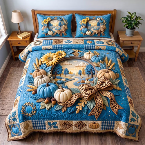 Blue Harvest 3-Piece Quilted Bedding Set GFTOMA14297