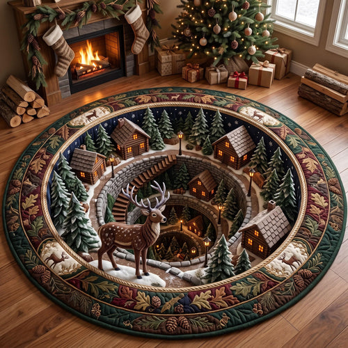 Woodland Village Quilted Round Mat GFTOMA14304