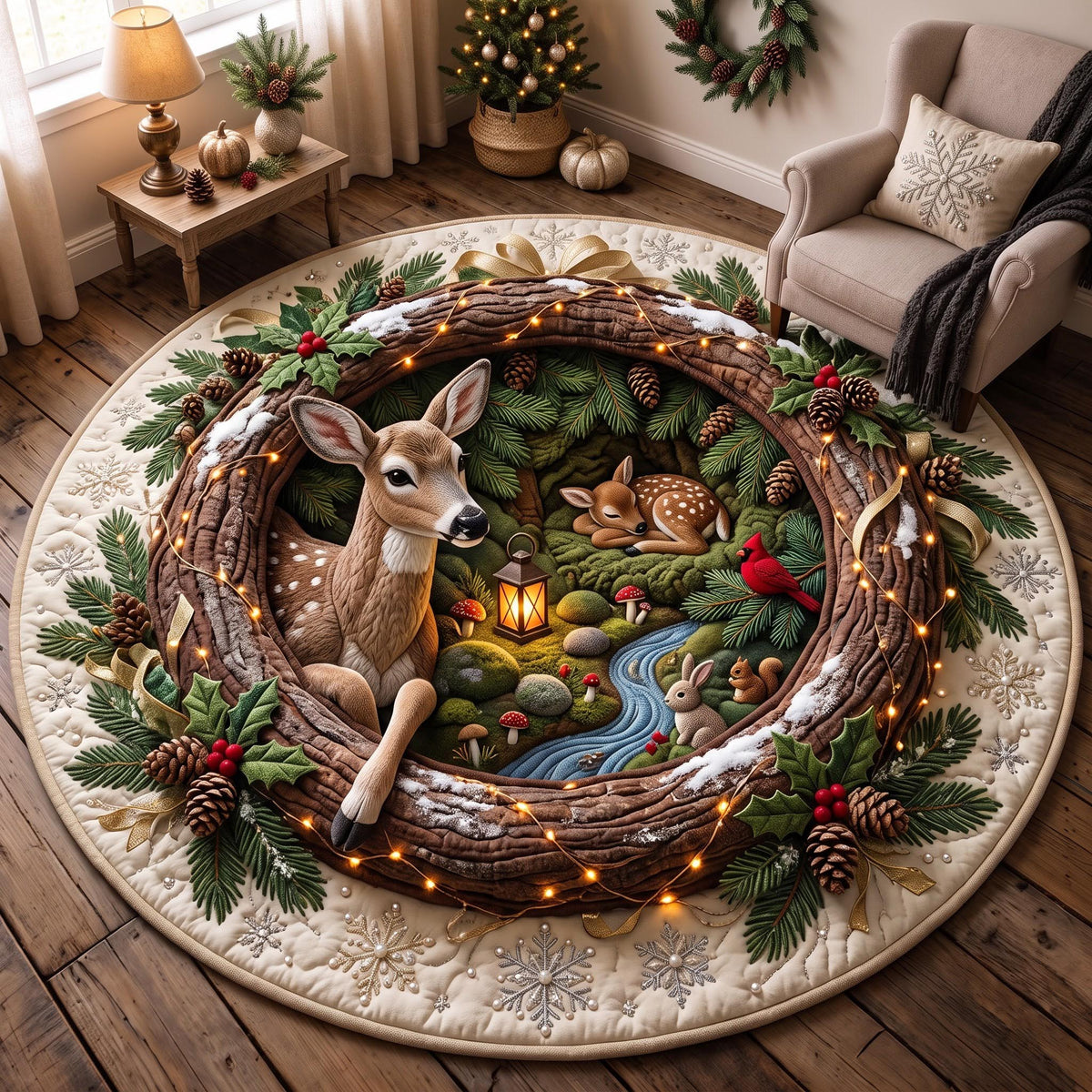 Cozy Fawn Quilted Round Mat GFTOMA14308
