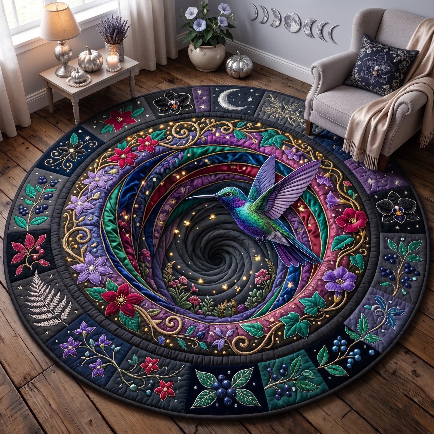 Cosmic Hummingbird Quilted Round Mat GFTOMA14310