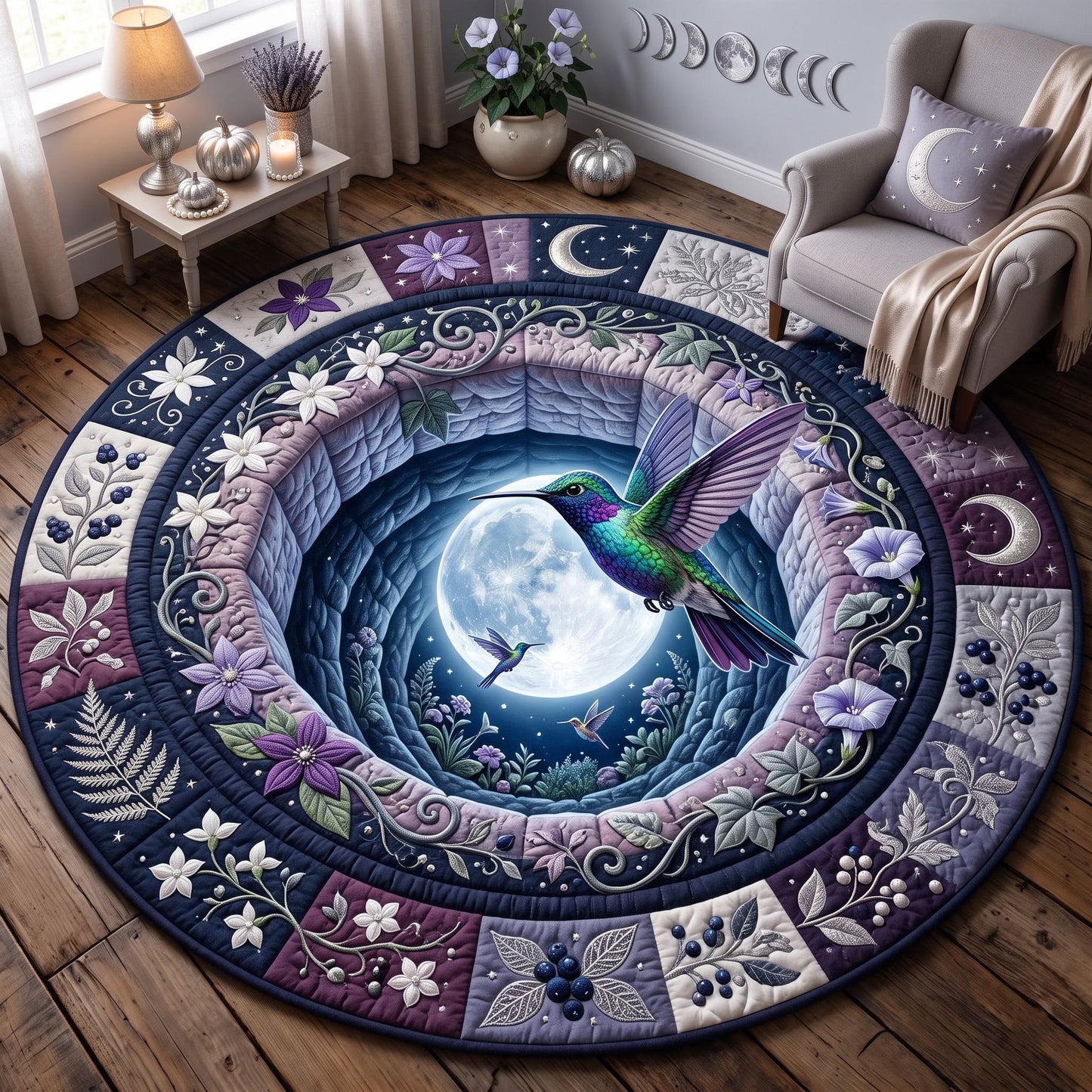 Moonlight Hummingbird Quilted Round Mat GFTOMA14312