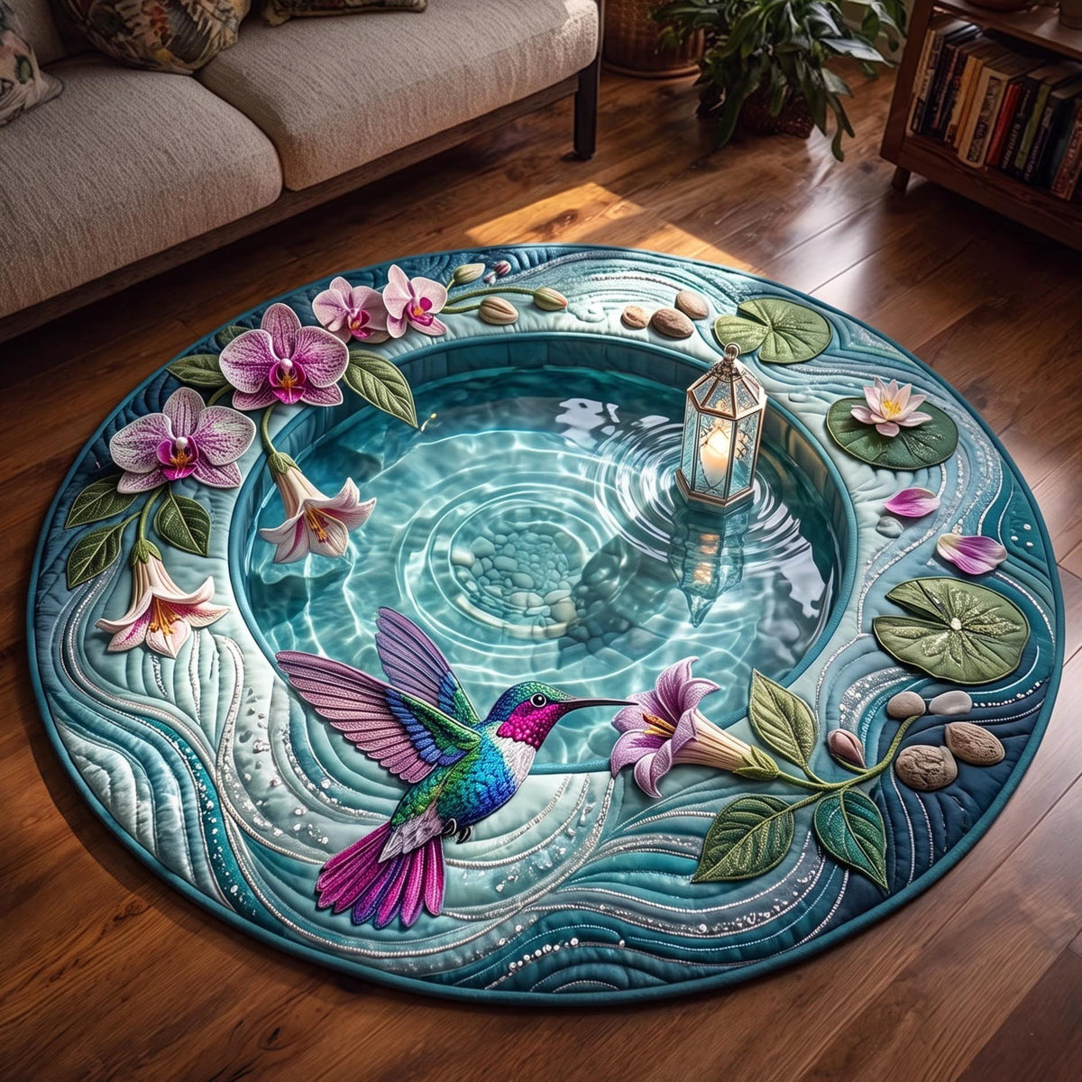 Crystal Hummingbird Quilted Round Mat GFTOMA14313