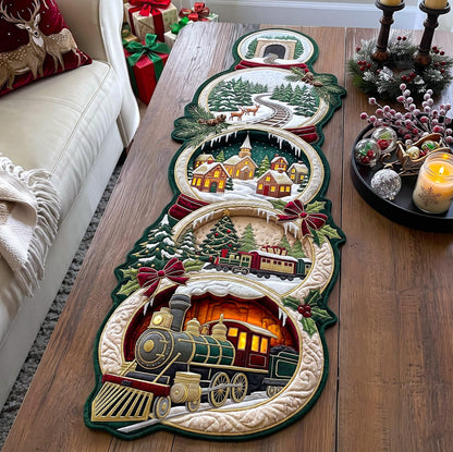 Christmas Train Custom Shape Quilted Table Runner GFTOMA14328