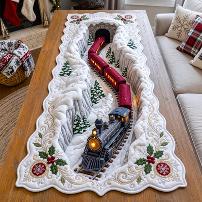 Winter Train Custom Shape Quilted Table Runner GFTOMA14329