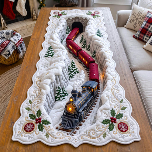 Winter Train Custom Shape Quilted Table Runner GFTOMA14329