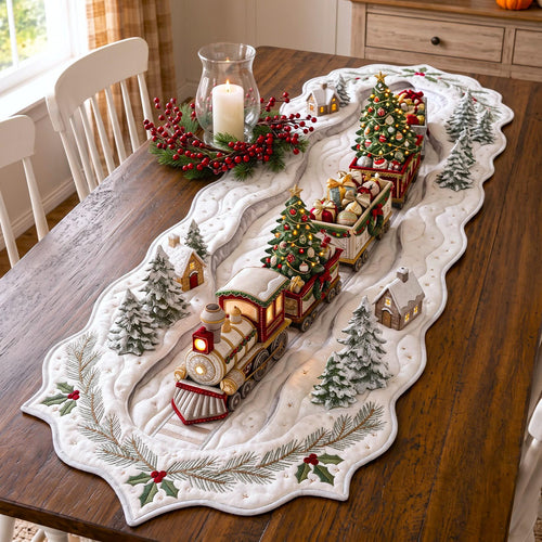 Festive Train Custom Shape Quilted Table Runner GFTOMA14332