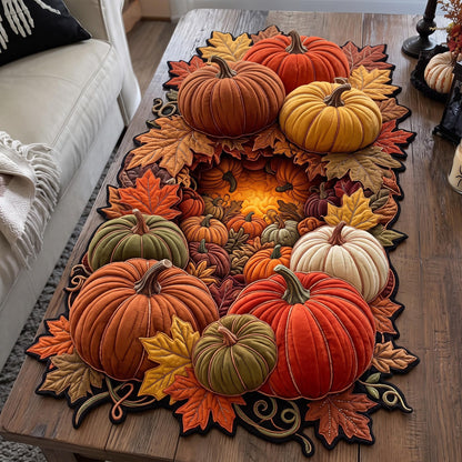 Pumpkin Harvest Custom Shape Quilted Table Runner GFTOMA14334