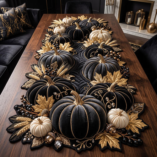 Black Pumpkin Custom Shape Quilted Table Runner GFTOMA14335